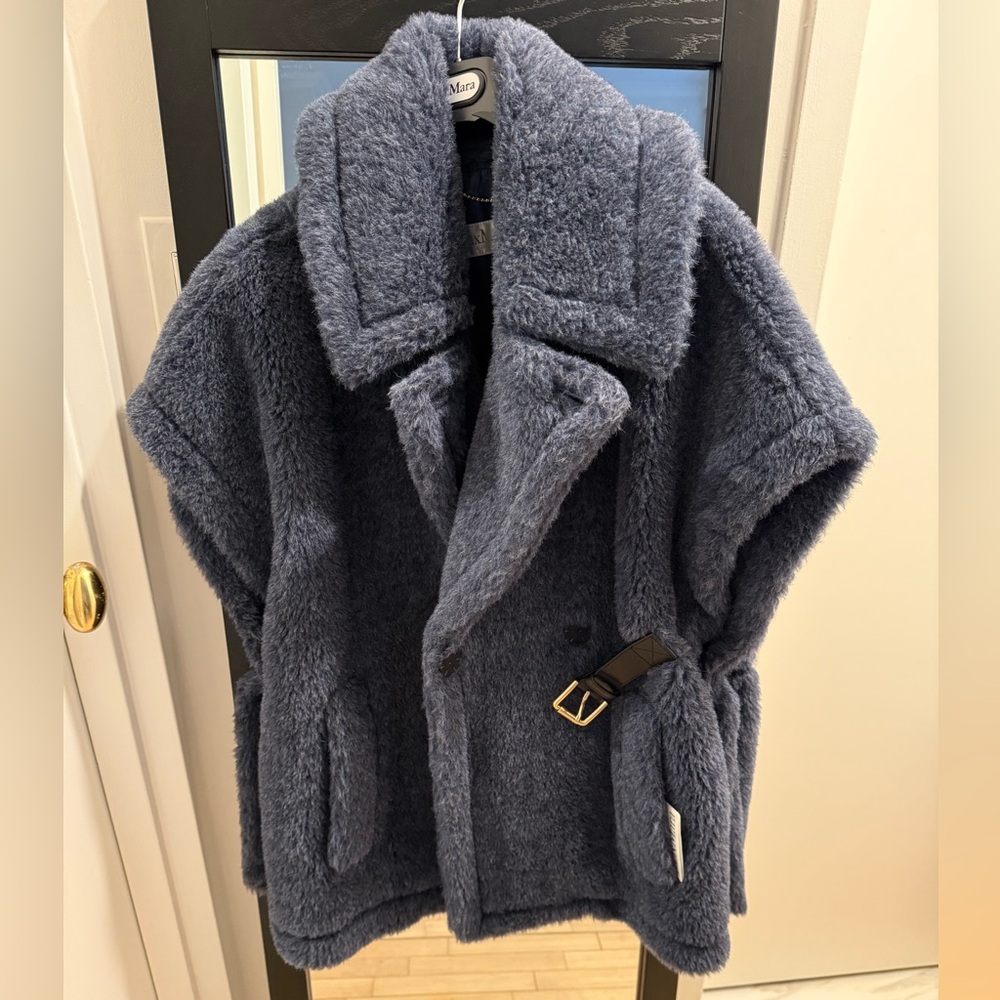 MaxMara Blue Wool Cape NWT